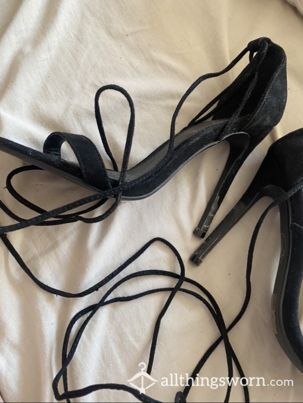 Dirty High Lace Up Suede Heels Size 5 (covered In My Cum💦)