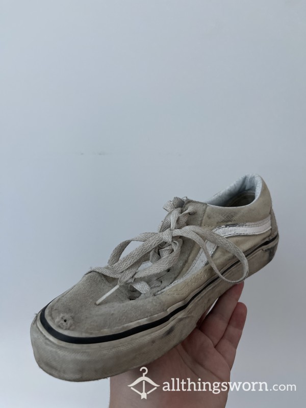 Dirty Old Vans Sneakers With Toe Worn Out