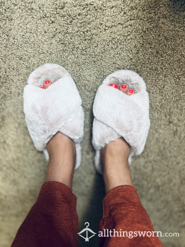 Dirty, Pink, Fuzzy Slippers