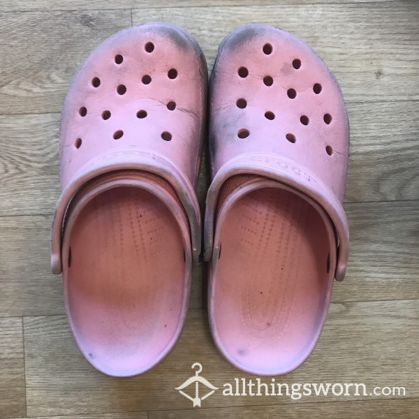 Dirty Pink Work Crocs With Sole Holes