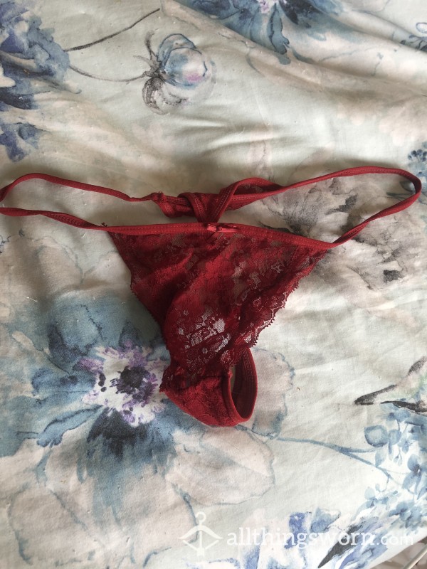 Dirty Red Lace Thong