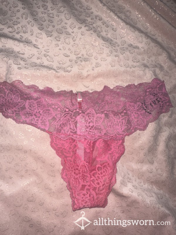 Dirty Smelly Sweaty Pink Victoria Secret Lace Thong