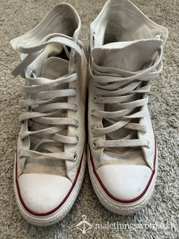 Dirty, Stinky White Converse High Top, Size 9