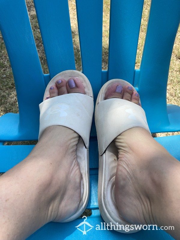 Dirty Stinky White Under Armour Slide Sandals
