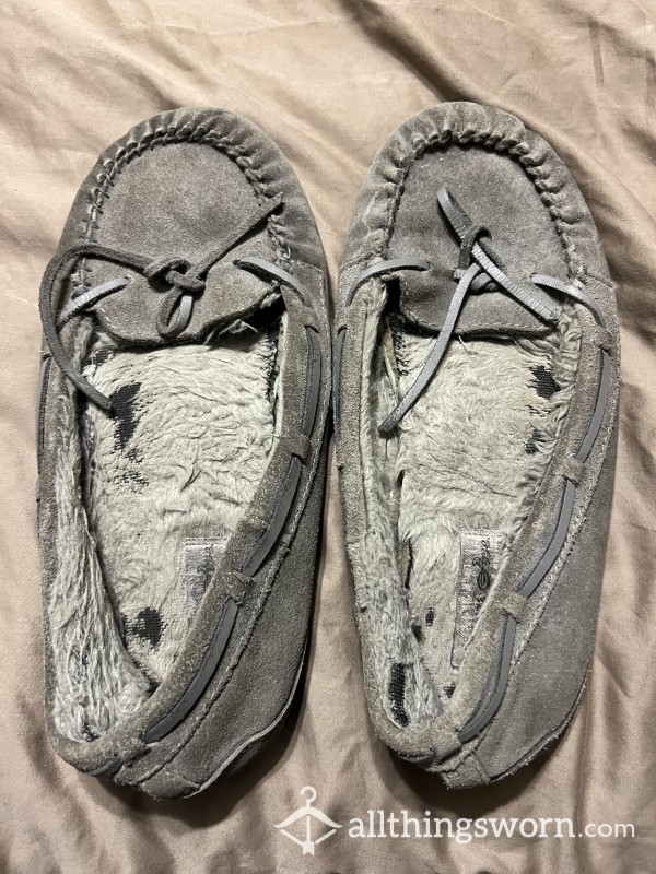 Dirty Well Worn Moccasin Slippers