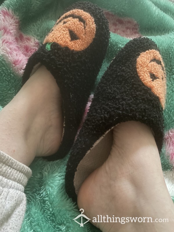 Dirty Well Worn Pumpkin Slippers
