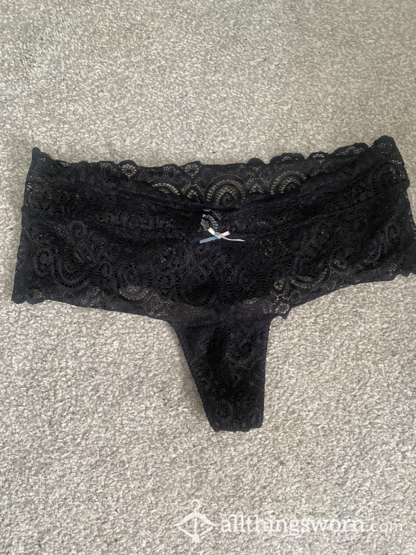 Dirty Wet Black Lace Panties