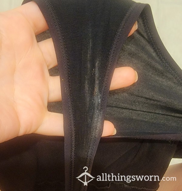 Dirty Wet Well Worn Black Lace Thong Victoria Secret Medium