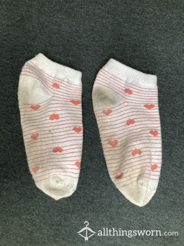 Dirty White Socks With Hearts