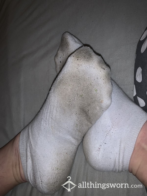 Dirty White Socks With Footprint