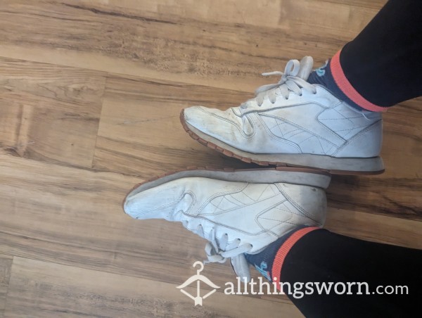Dirty Worn White Reebok Sneakers