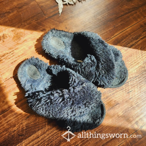 Dirty Year Old Black Fuzzy Slippers!!!