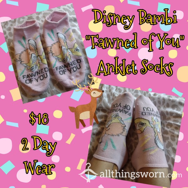 Disney Bambi "Fawned Of You" Pink Anklet Socks