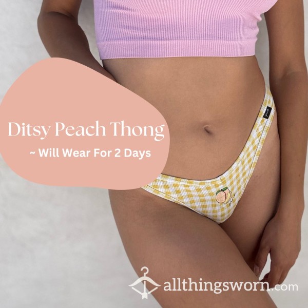 Ditsy Peach Thong | Cutesie | Yellow Cotton Thong