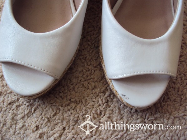 Dorothy Perkins Ladies White Peep Toe Wedge Shoes Size 5