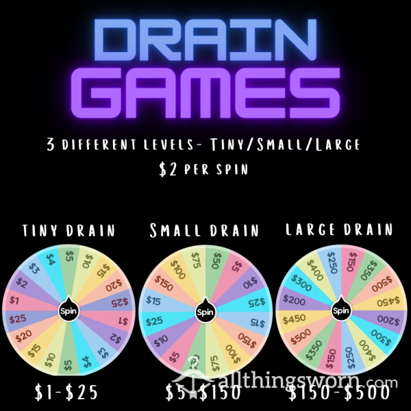 Drain Games!- Tiny/Small/Large