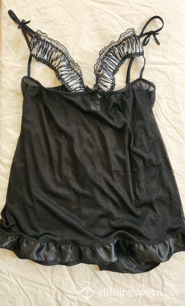 Dreamgirl Black Mesh And Ruffled Club Dress - Lingerie - Sissy Wear - Size 0/SQ