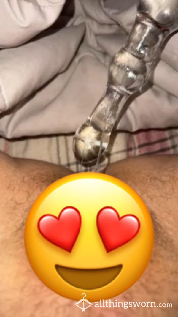 Dripping Wet Pussy In Bed After Glass Dildo