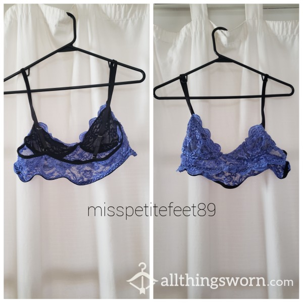 Electric Blue And Black Lace Bralette