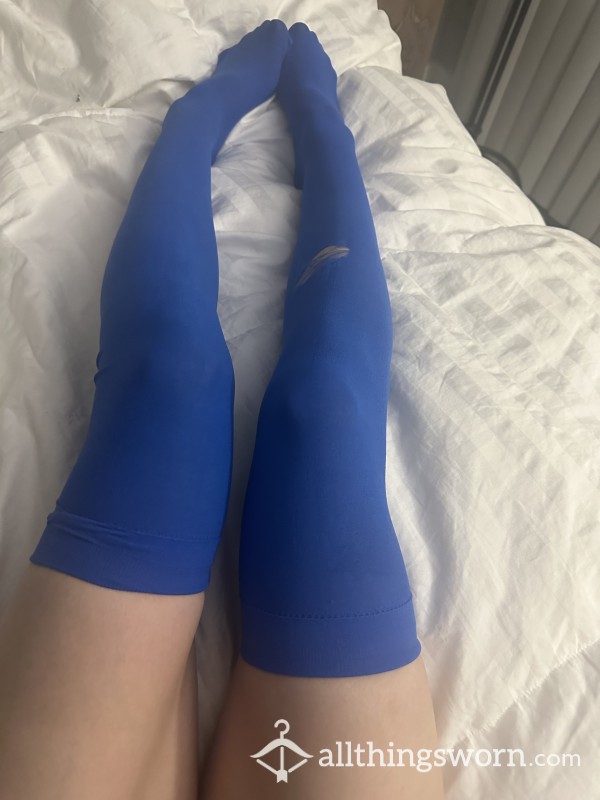 Electric Blue Nylon Stockings