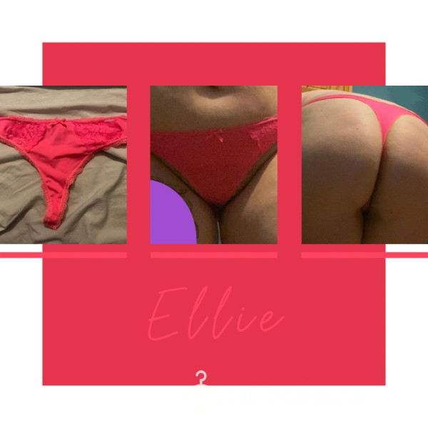 “Ellie” Neon Pink Silky Thong