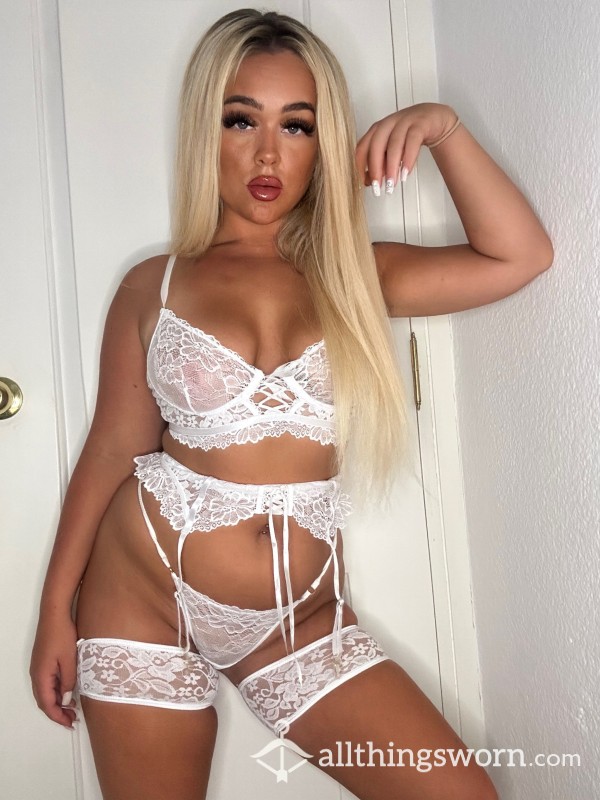 Entire White Well Worn Lingerie Set