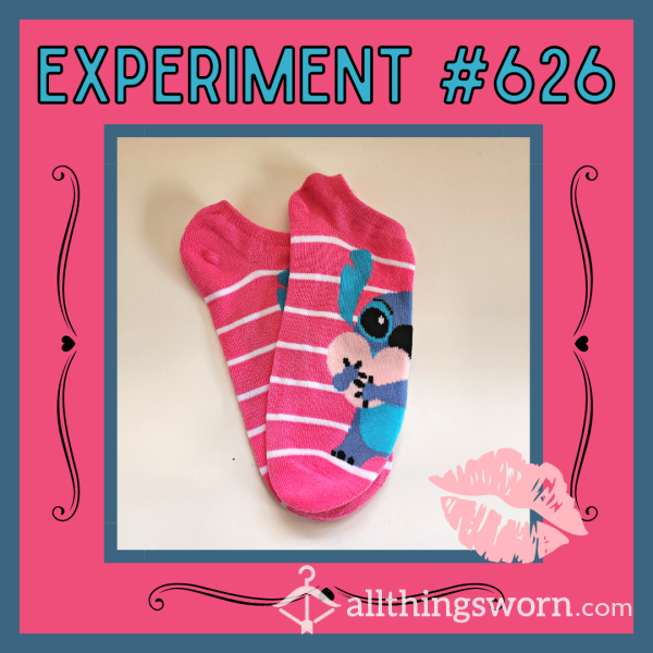 Experiment #626 -- Pink & White Striped Valentine's Ankle Socks (1 Week Wear)