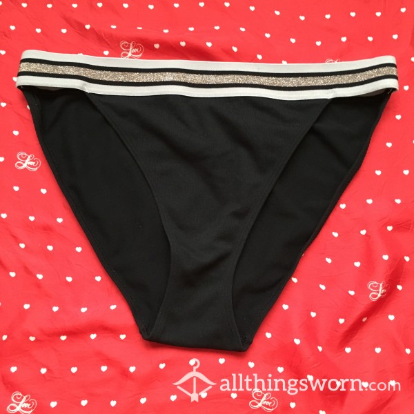 Extremely High-Cut Black Cotton Panties