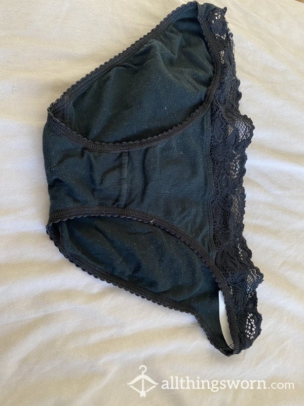 Extremely Old Well Worn Black Cotton Panties!