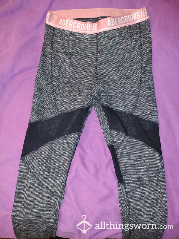 Extremely Well-worn Grey And Black Gym Leggings From Abercrombie And Fitch