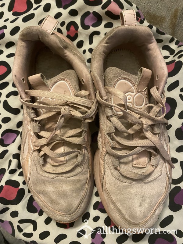 Extremely Well Worn Pink Puma Sneakers