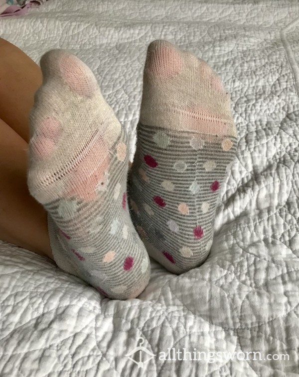 Extremely Well Worn, Thinning Ankle Socks.
