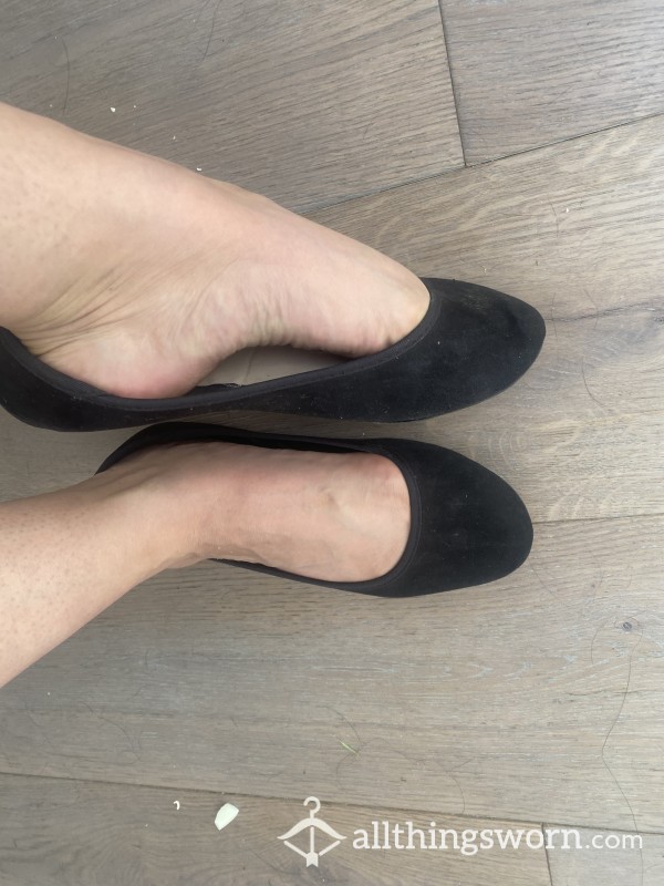 Extremely Worn Old Velvet Round Toes Ballet Flats. With My Scent