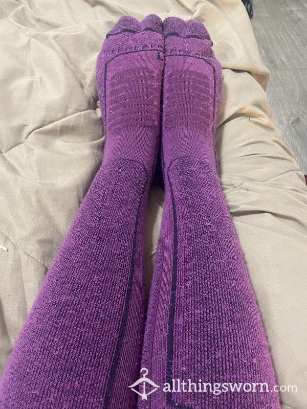Long Purple Ski Socks & 8 Minutes Video