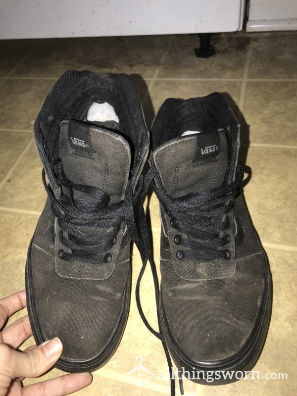 Extremely Worn Used Black Vans Stained