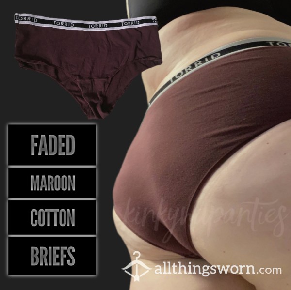 Faded Maroon Cotton Briefs - Includes 2-Day Wear & U.S. Shipping