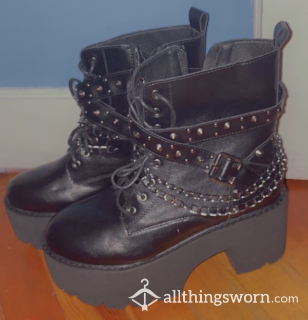 Leather Gothic Platform Boots