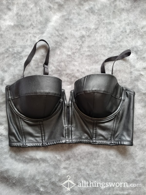 **FINAL CLEARANCE - MUST GO** Ann Summers Black Faux Leather Longline Bra | Size 36C | 3 Days Wear | Lifetime Access To Boobies Folder - SALE PRICE From £15.00