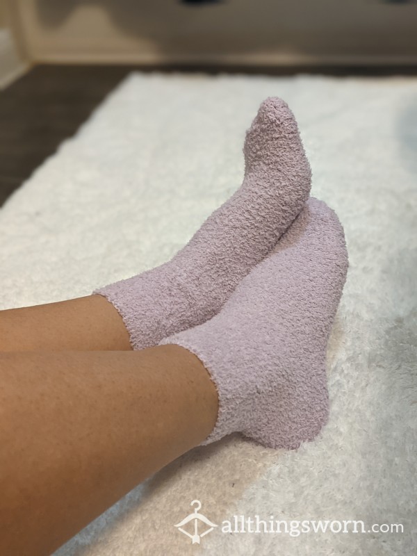 Favorite Fuzzy Purple Socks 24hr Wear + During Workout