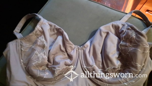 Fawn Colour Bra With Lace Detail Size 36F Well Worn