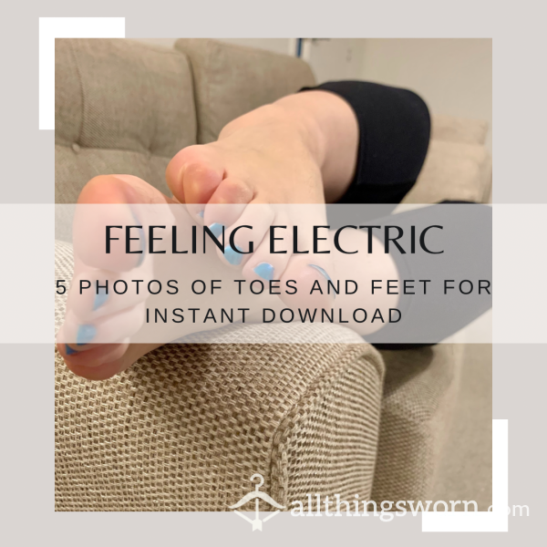 Feeling Electric ⚡️ 5 Photos Of My Toes And Feet With Electric Blue Nail Varnish