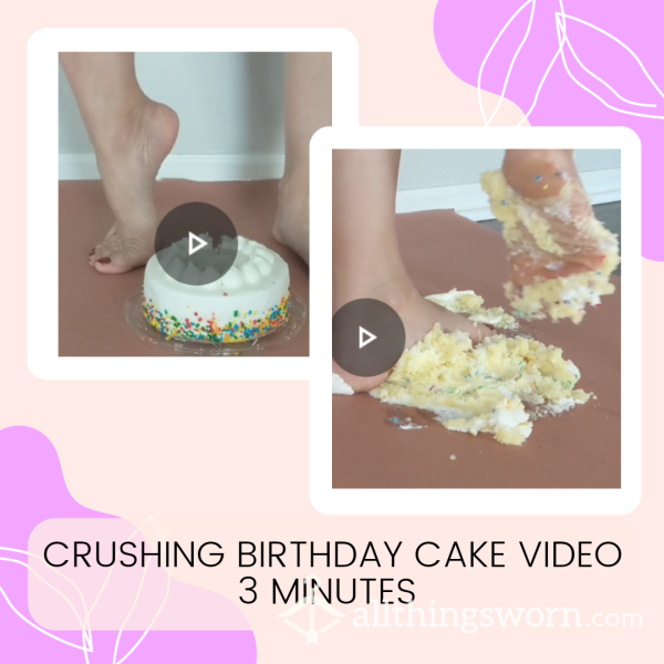 Feet Smashing Birthday Cake (Food Crushing Video 3 Minutes)