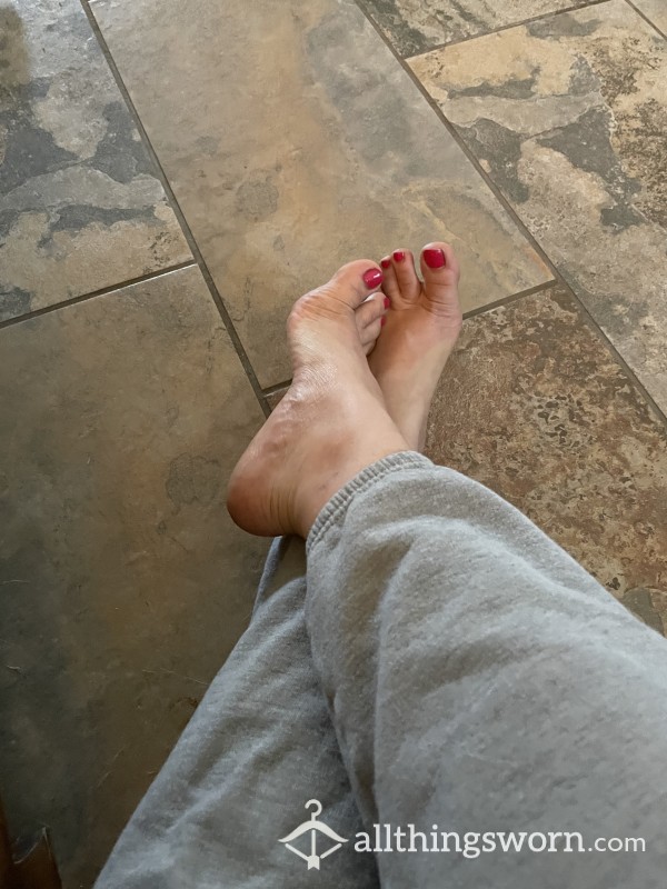 Feet Pics/bare Toes And Red Painted Toes!
