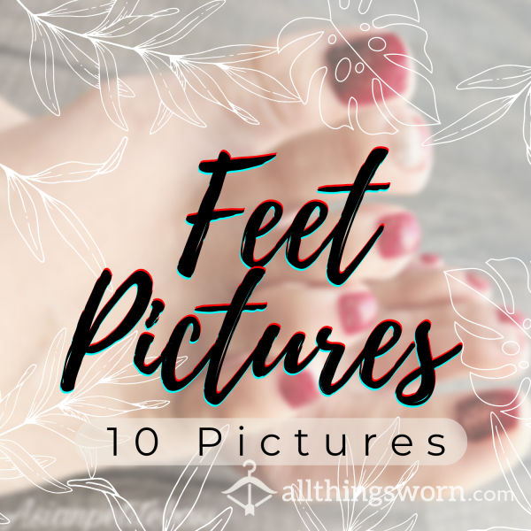 Feet Pictures (10 Pics) Red Nail Polish (read Description)