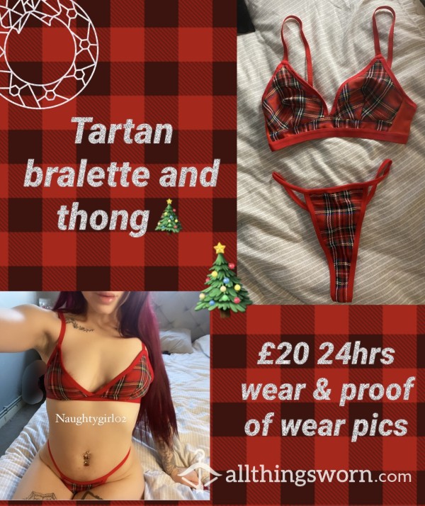 Festive Tartan Set🎄| Bralette & Thong😈| 24hrs Wear & Proof Of Wear Pics😜