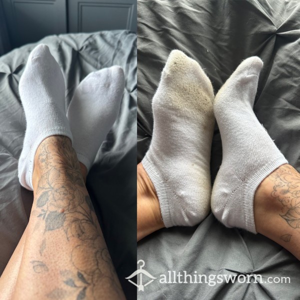 Filthy, Smelly 3 Day White Ankle Socks Ready To Ship
