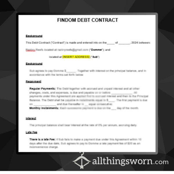 Findom Debt Contract