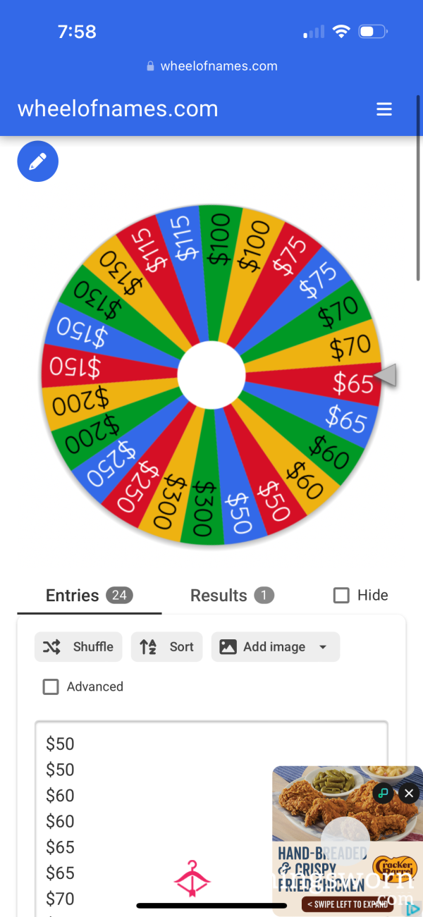 Findom Wheel Spin $50-$300