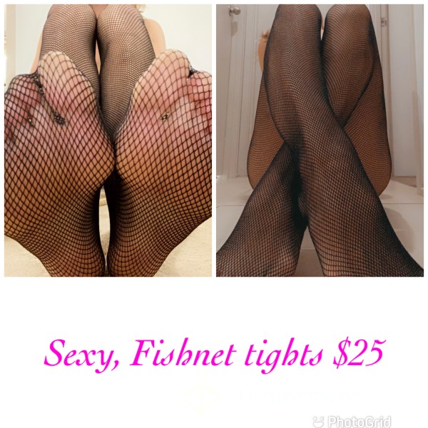 Fishnet Tights. Cheesy Feet And Creamy Pussy Juice All In One