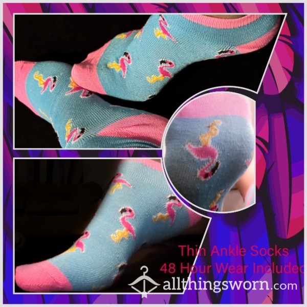 Thin Flamingo Ankle Socks. **ready To Ship**